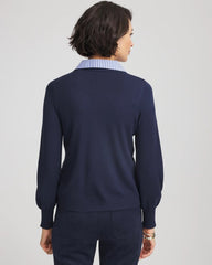 Chico's Clothing Striped Collared Cardigan Sweater