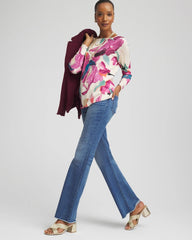 Chico's Clothing Ella Boatneck Watercolor Pullover Sweater
