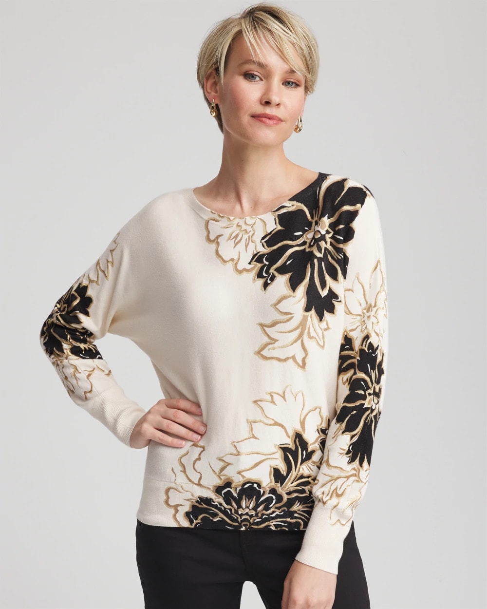 Chico's Clothing Ella Dolman Artisanal Pullover Sweater
