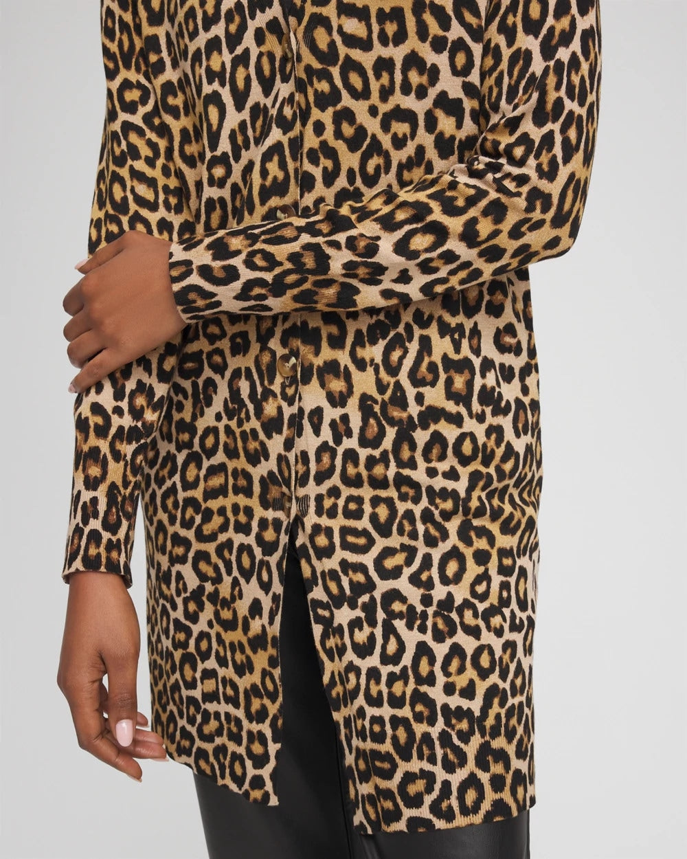 Chico's Clothing Ella Animal-Print Cardigan Sweater