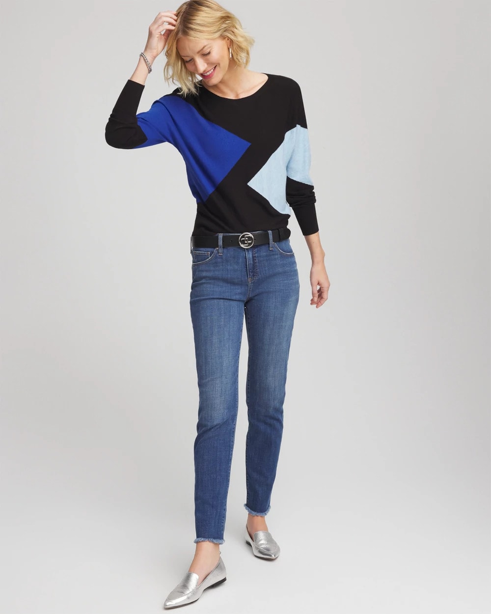Chico's Clothing Ella Dolman Intarsia Pullover Sweater