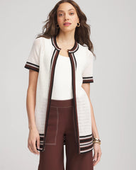 Chico's Clothing Pointelle High-Style Short-Sleeve Cardigan
