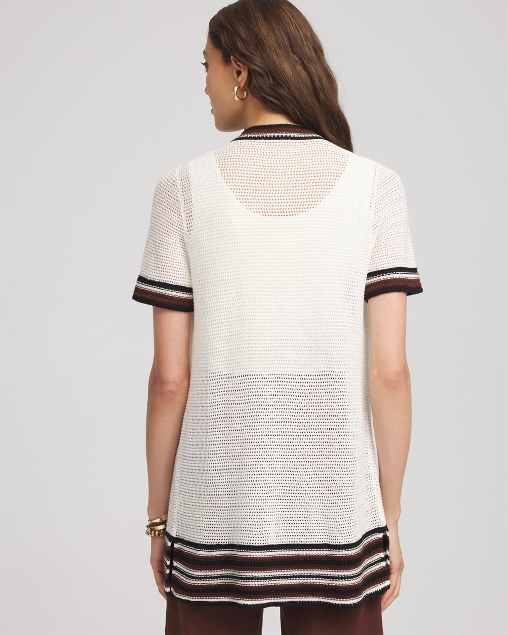 Chico's Clothing Pointelle High-Style Short-Sleeve Cardigan