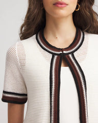 Chico's Clothing Pointelle High-Style Short-Sleeve Cardigan