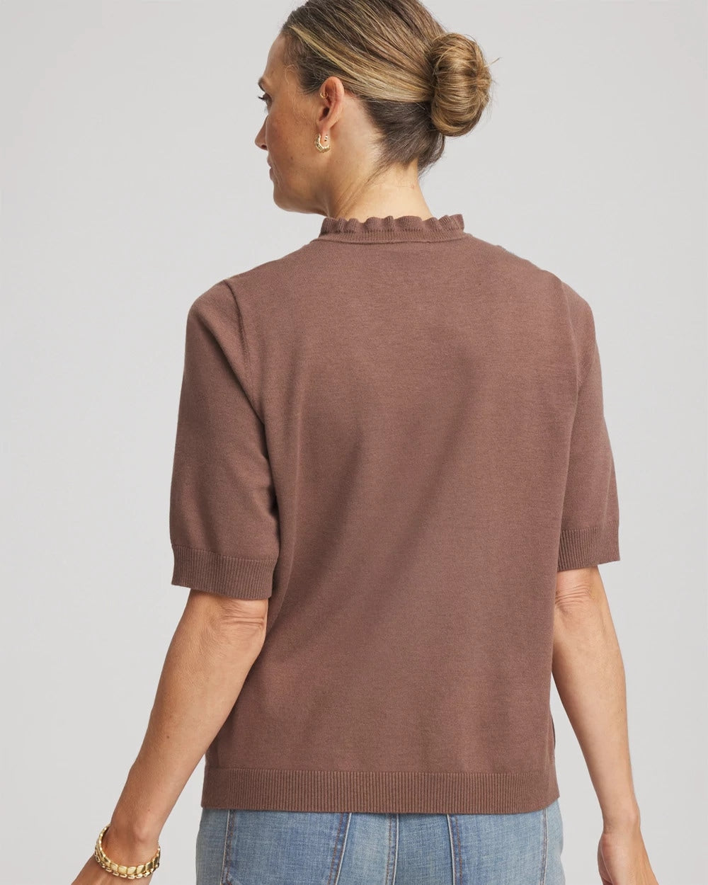 Chico's Clothing Embroidered Henley Pullover Sweater
