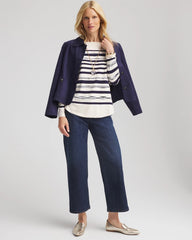 Chico's Clothing Ella Striped Bateau Pullover Sweater