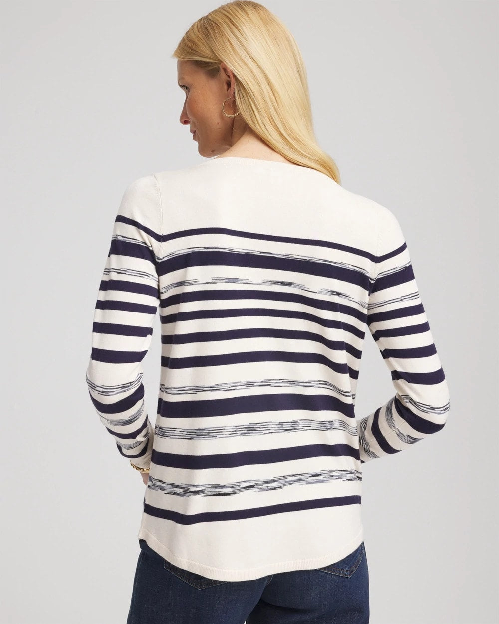 Chico's Clothing Ella Striped Bateau Pullover Sweater