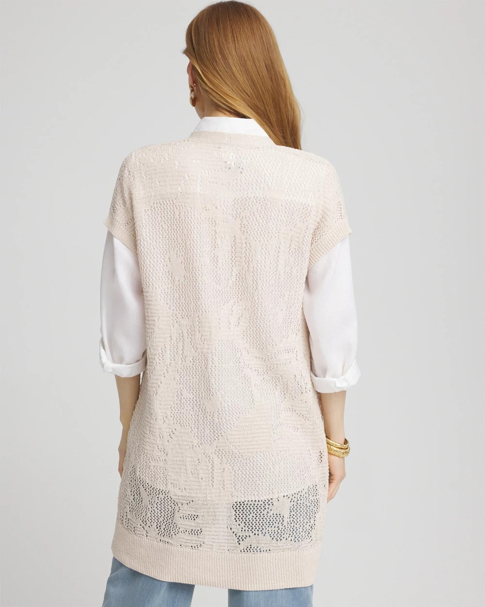 Chico's Clothing Pointelle Open-Front Cardigan