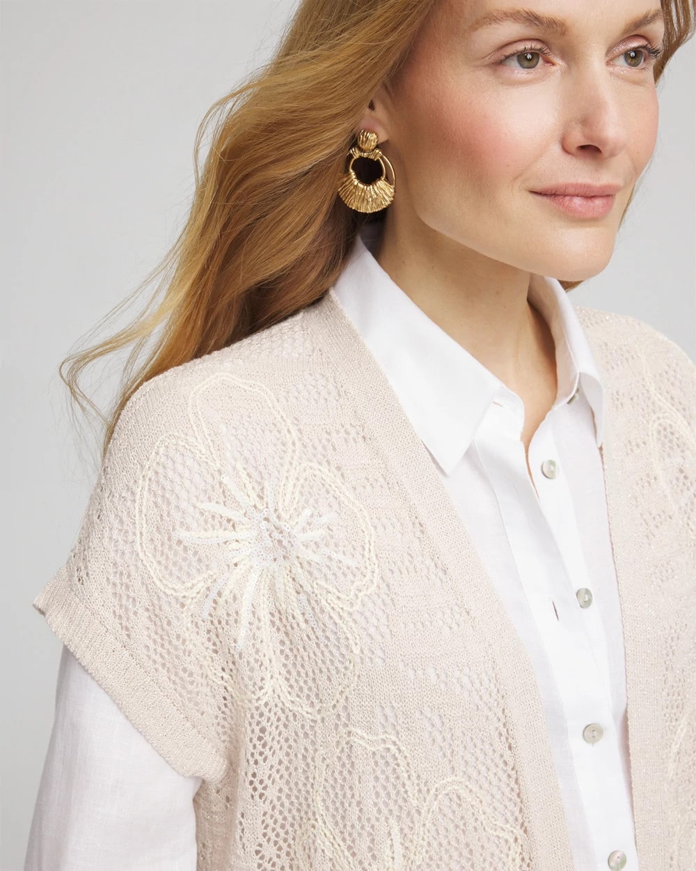 Chico's Clothing Pointelle Open-Front Cardigan