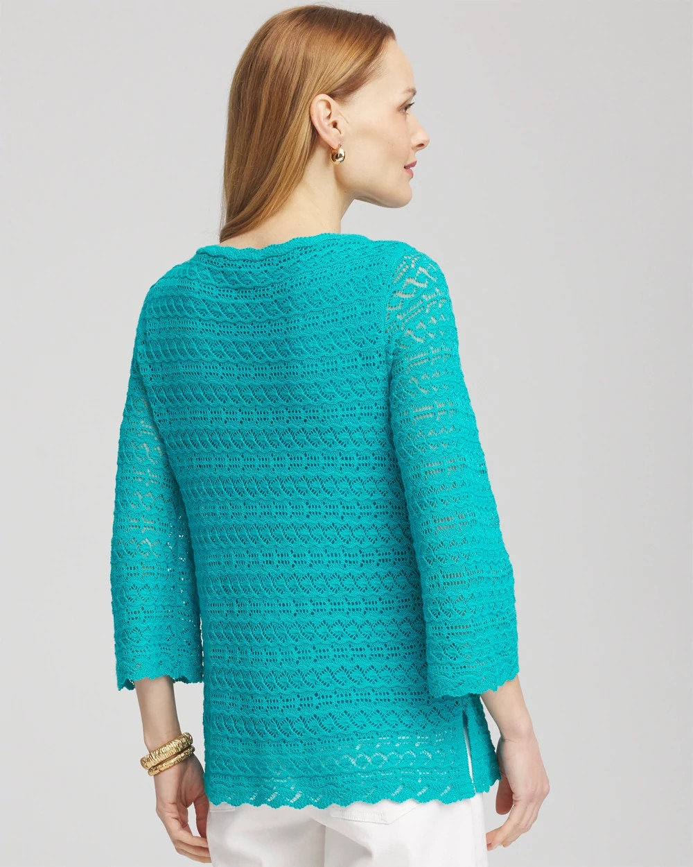 Chico's Clothing Pointelle Bateau-Neck Pullover Sweater