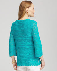 Chico's Clothing Pointelle Bateau-Neck Pullover Sweater