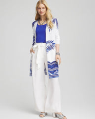 Chico's Clothing Island Motif Pointelle Long Cardigan
