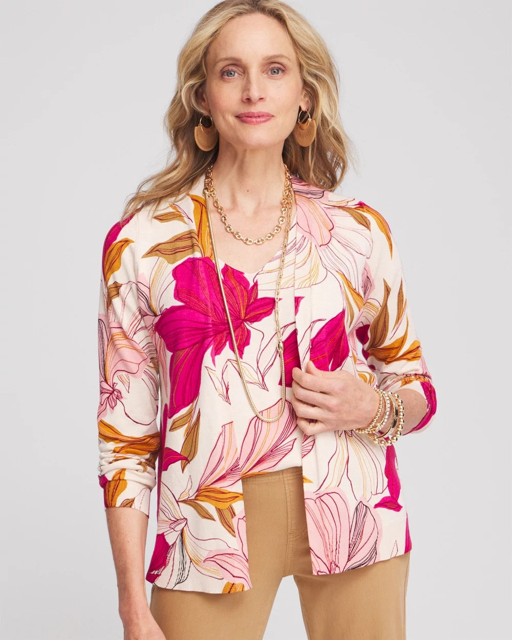 Chico's Clothing Blooms Long Sleeve Cardigan