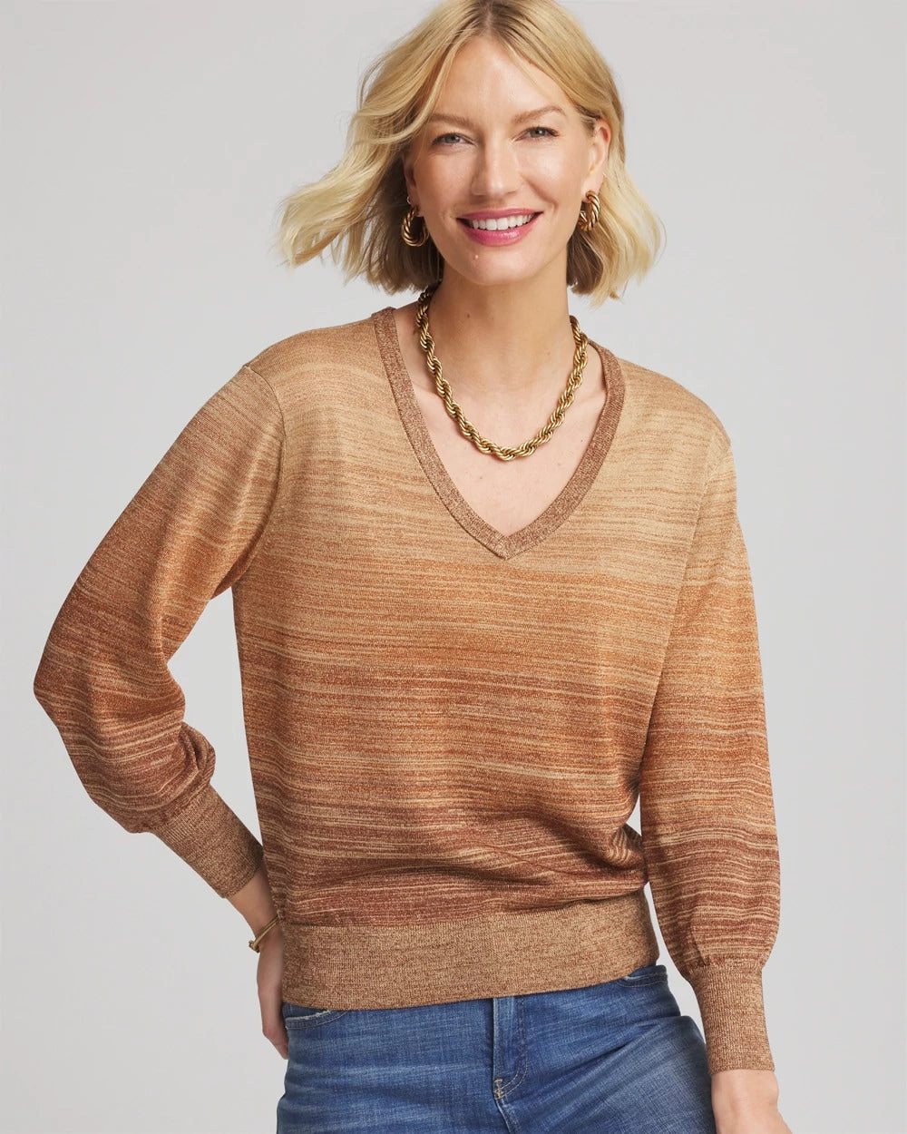 Chico's Clothing Ombre Metallic Pullover Sweater