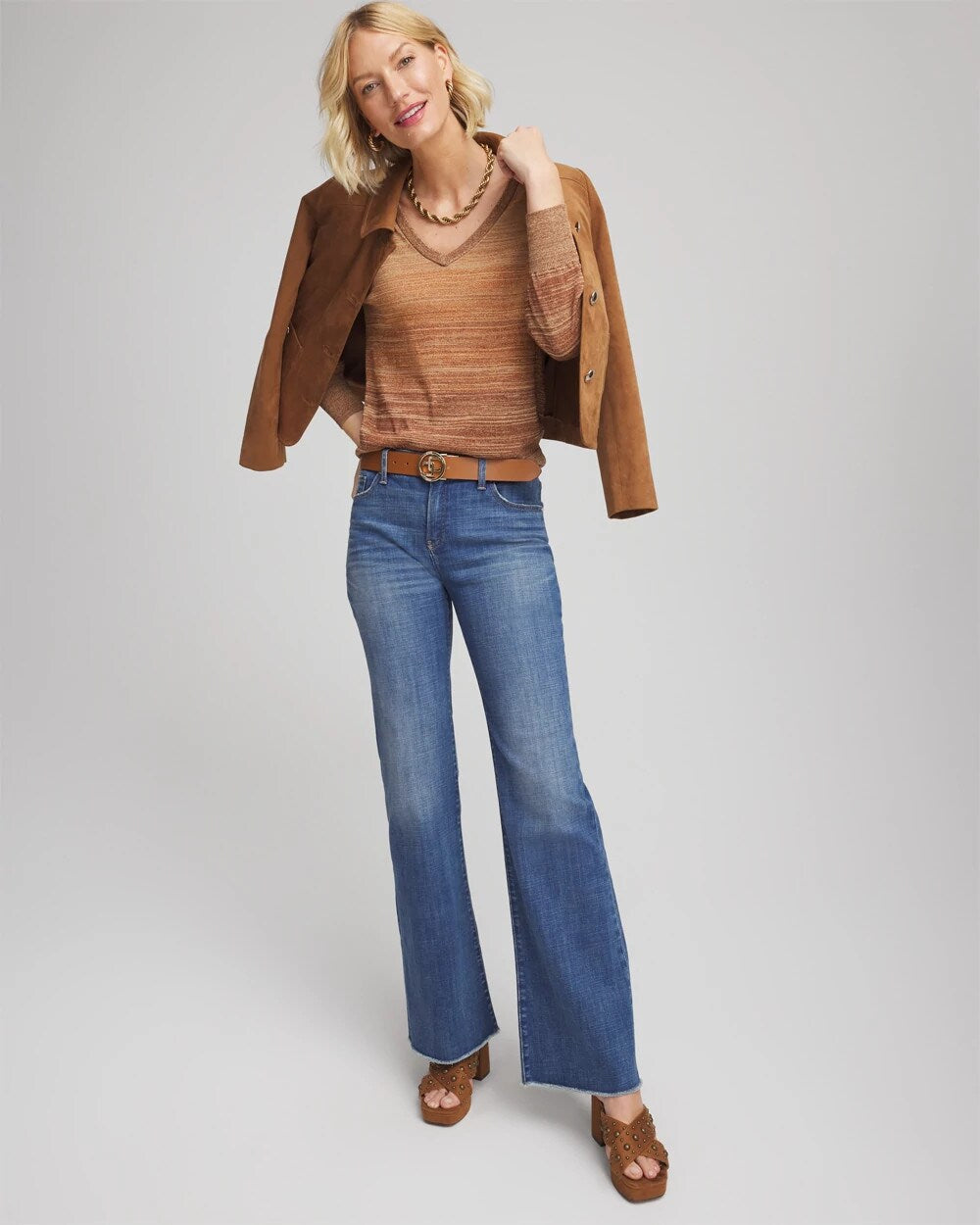 Chico's Clothing Ombre Metallic Pullover Sweater