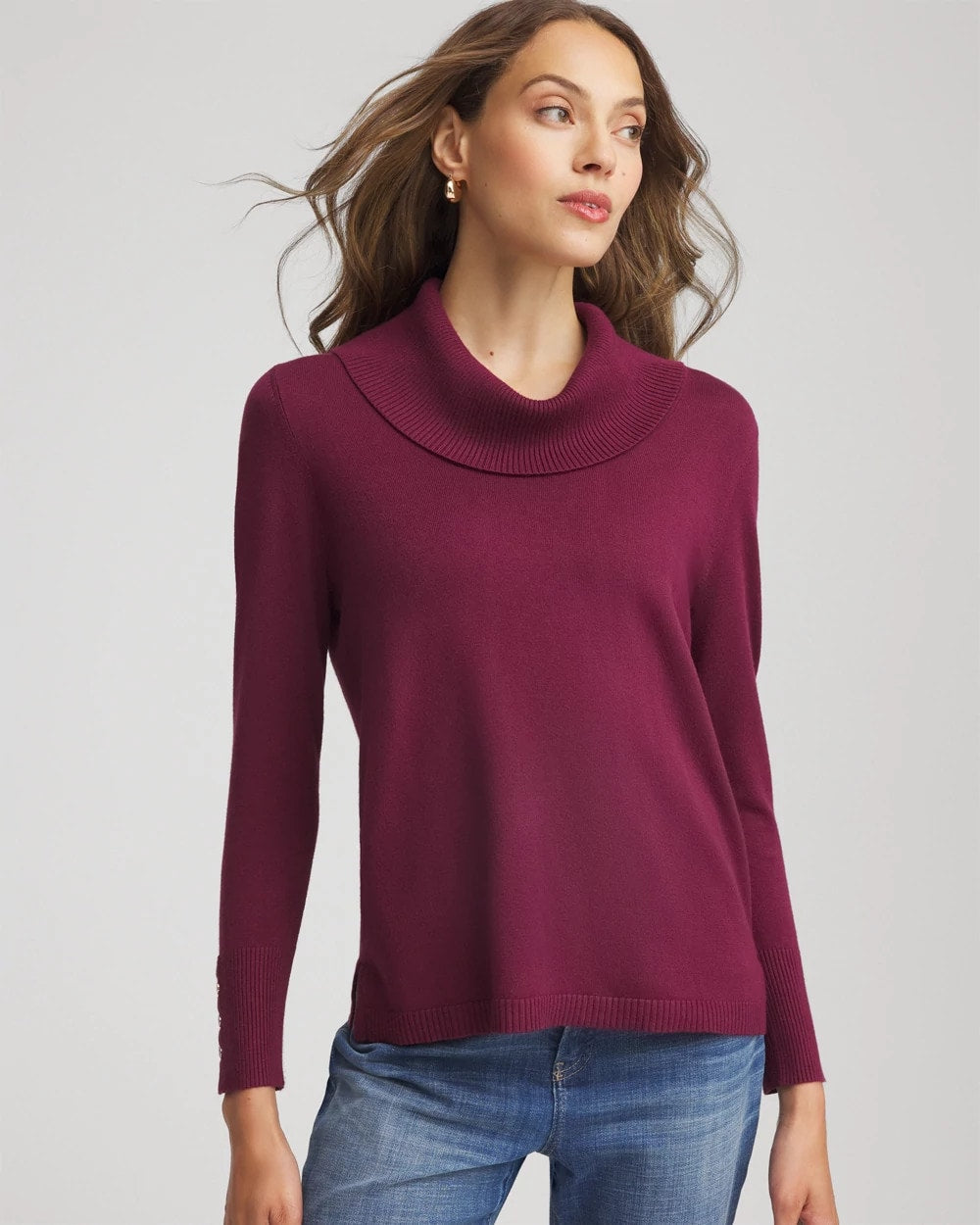 Chico's Clothing Cowlneck Long-Sleeved Sweater
