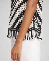 Chico's Clothing Crochet Fringe Sleeveless Sweater Tank