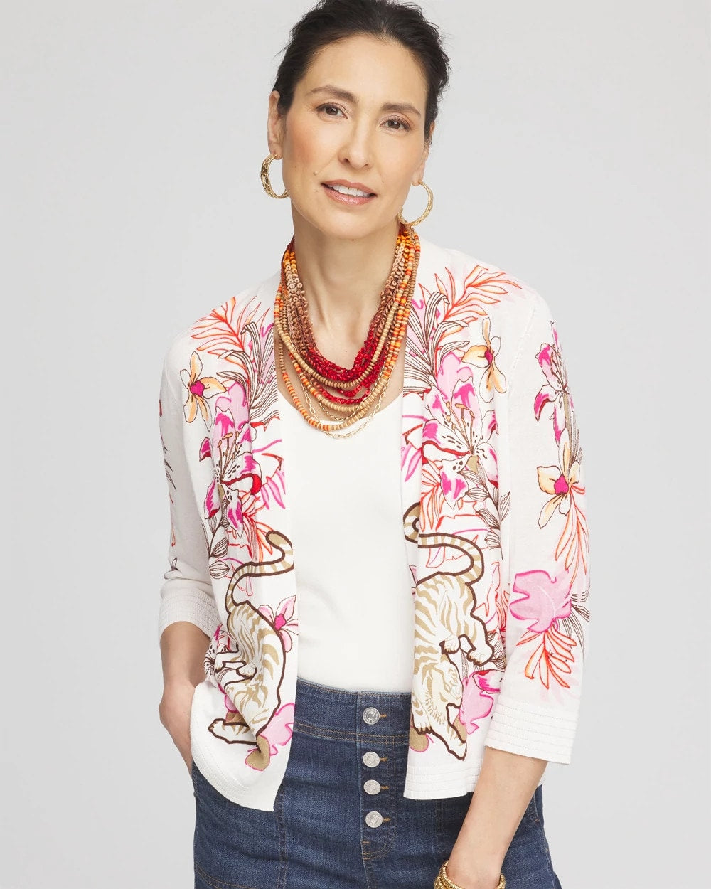 Chico's Clothing Summer Romance Floral Cardigan