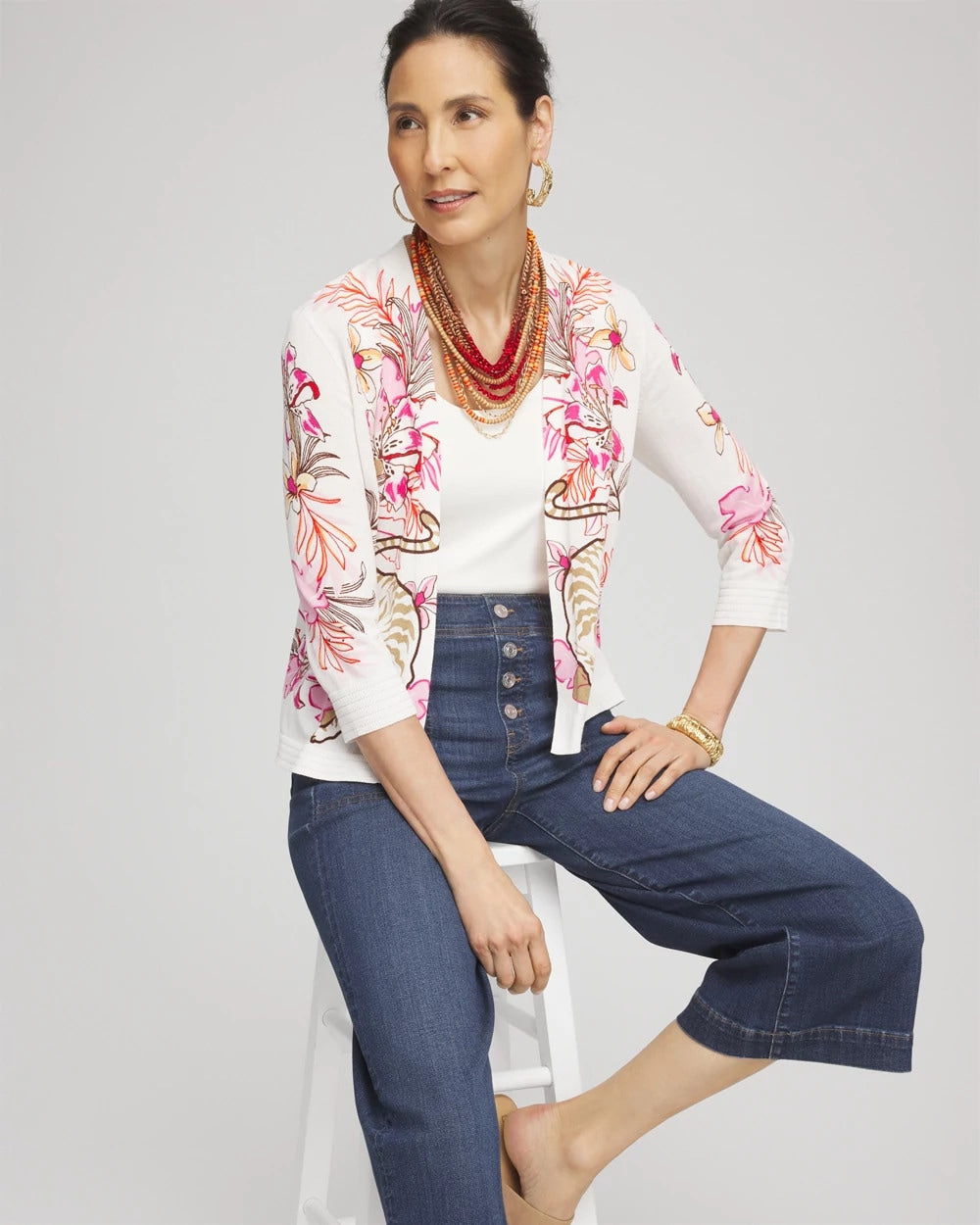 Chico's Clothing Summer Romance Floral Cardigan