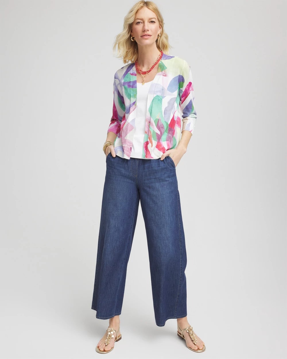 Chico's Clothing Summer Romance Watercolor Cardigan