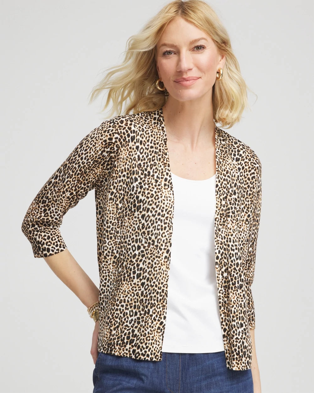 Chico's Clothing Summer Romance Animal Print Cardigan