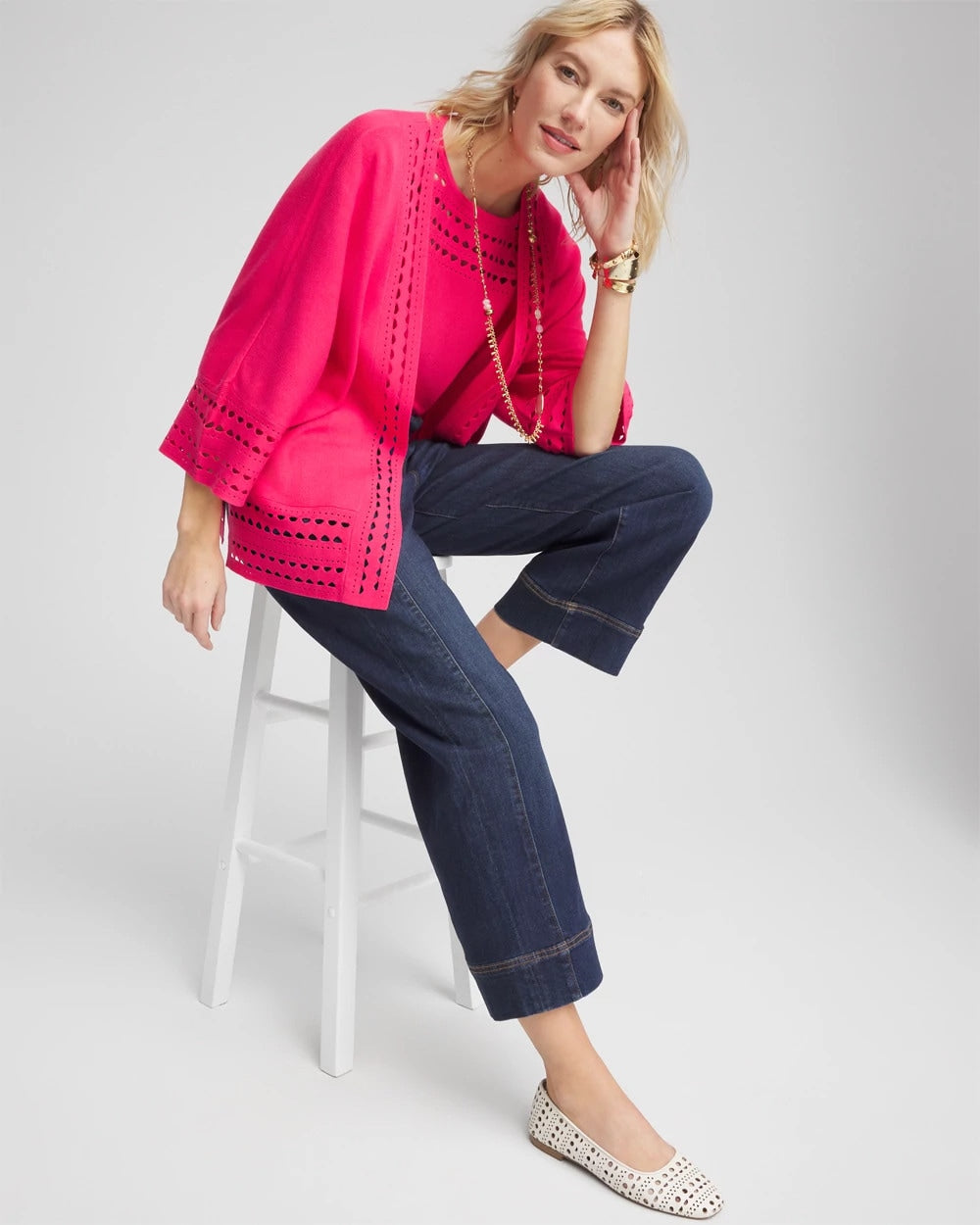 Chico's Clothing Cutout Open-Front Cardigan
