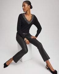 Chico's Clothing Ella Embellished V-Neck Sweater