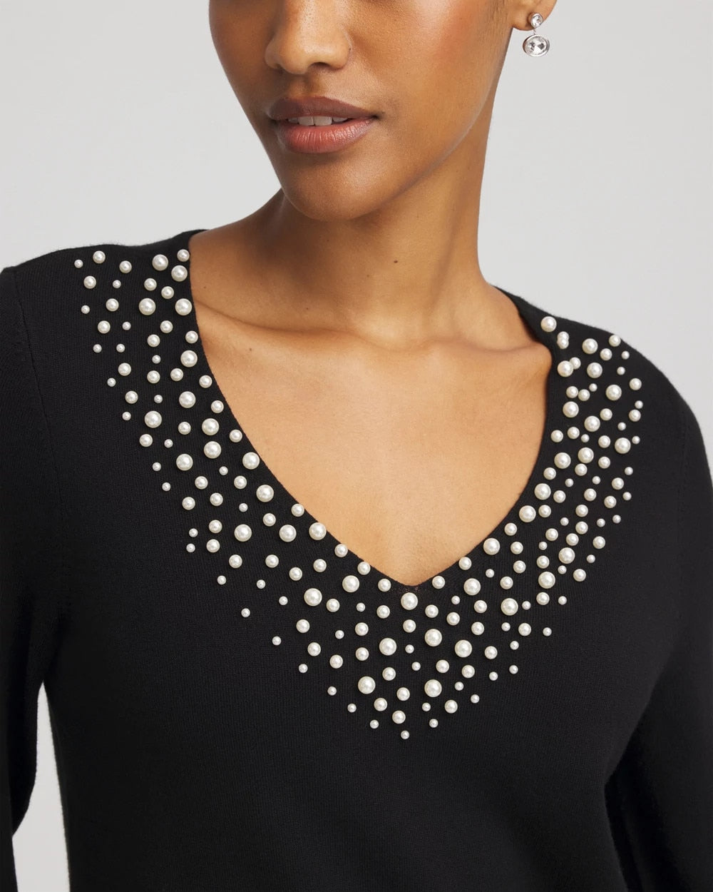 Chico's Clothing Ella Embellished V-Neck Sweater