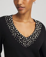 Chico's Clothing Ella Embellished V-Neck Sweater