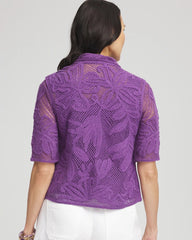 Chico's Clothing Palm-Frond Crochet-Lace Shacket