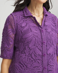 Chico's Clothing Palm-Frond Crochet-Lace Shacket