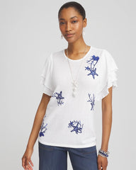 Chico's Clothing Ocean Motif Pullover Sweater