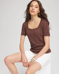Chico's Clothing Pointelle Square-Neck Pullover Sweater