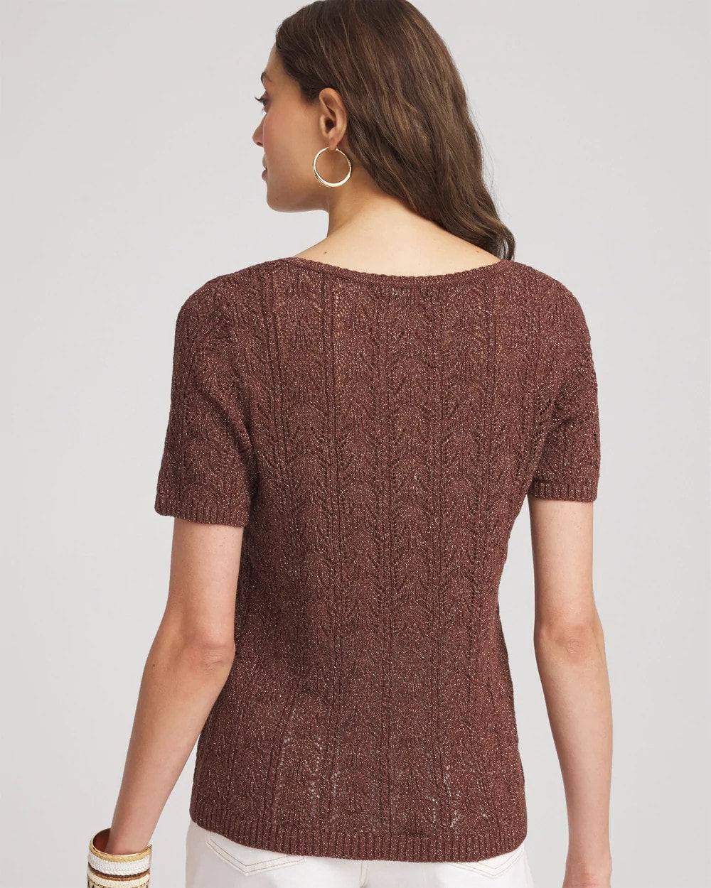 Chico's Clothing Pointelle Square-Neck Pullover Sweater