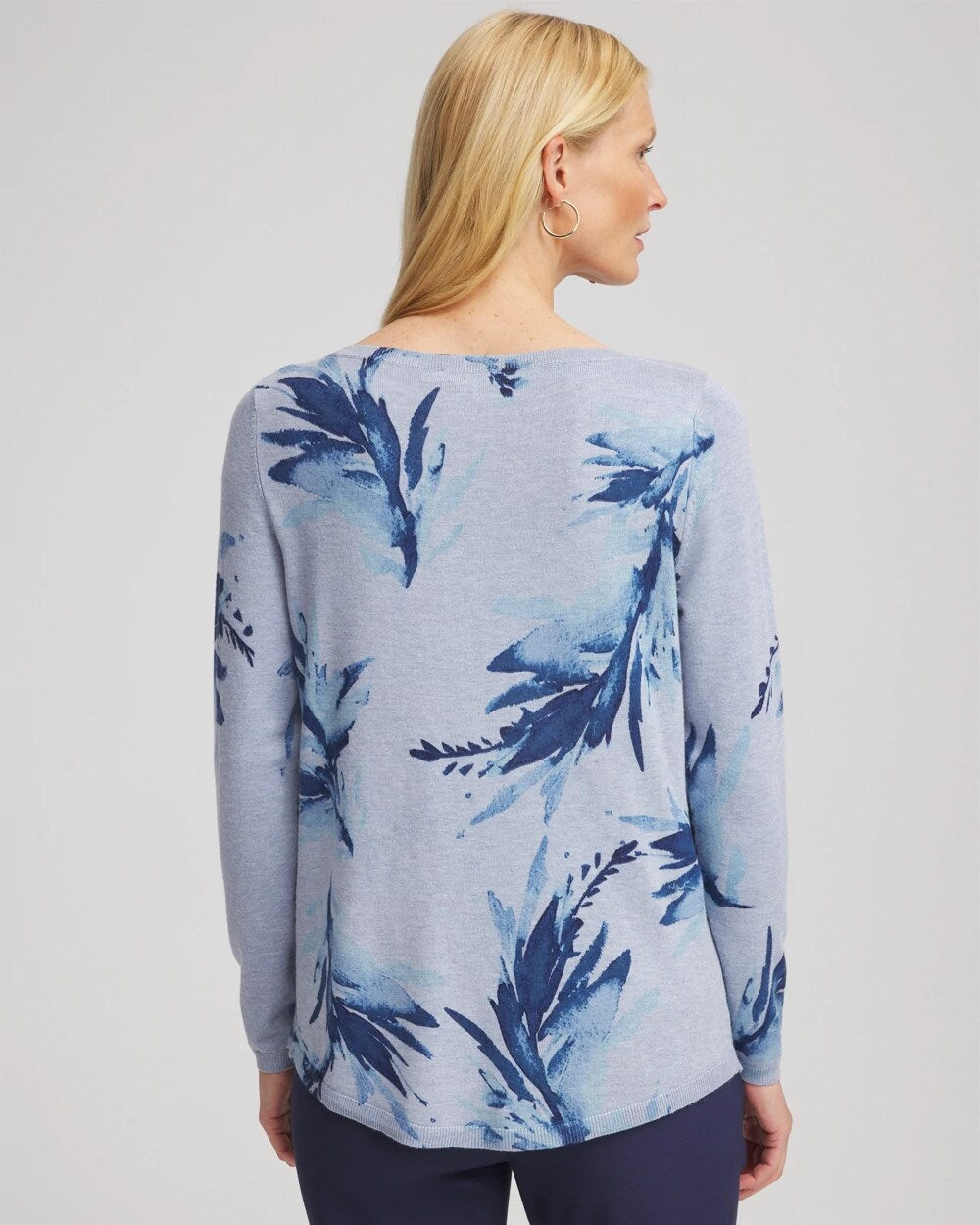 Chico's Clothing Ella Painterly Bateau Pullover Sweater