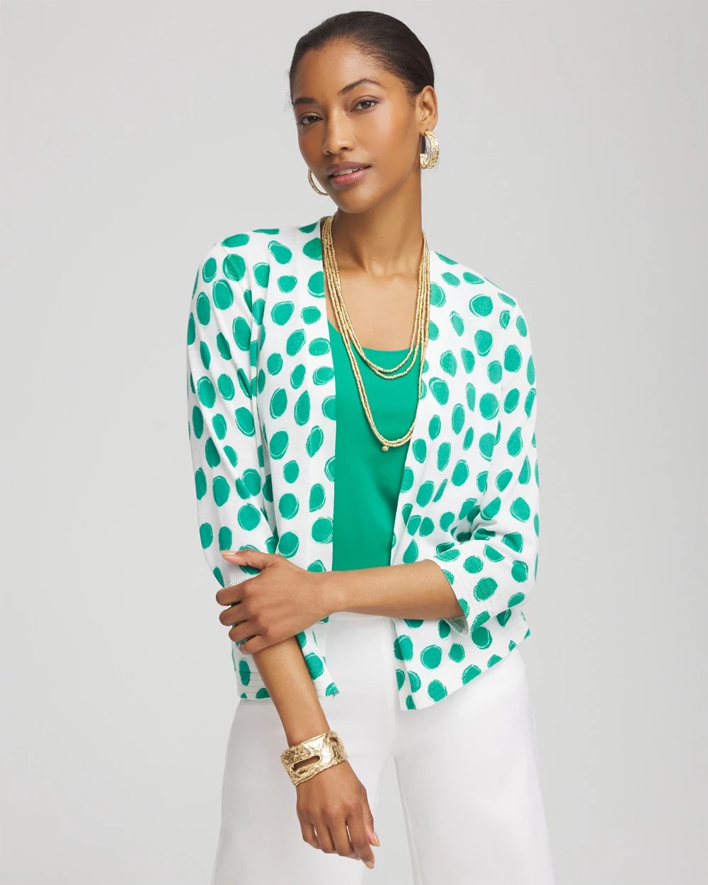 Chico's Clothing Polka-Dot Summer Romance Short Cardigan