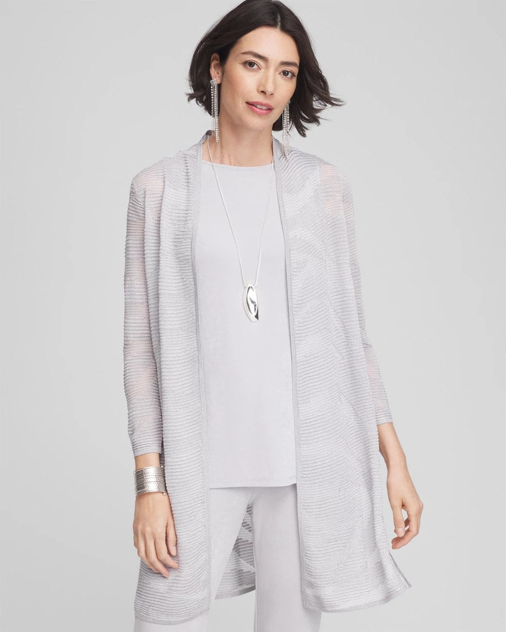 Chico's Clothing Travelers™ Zebra-Motif Metallic Cardigan
