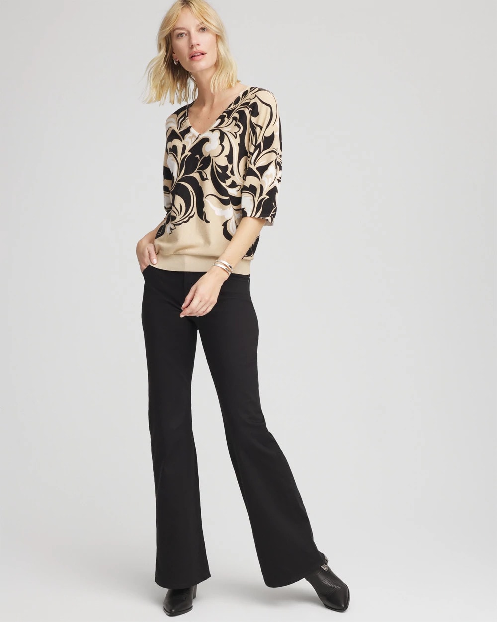 Chico's Clothing Printed Dolman Sweater