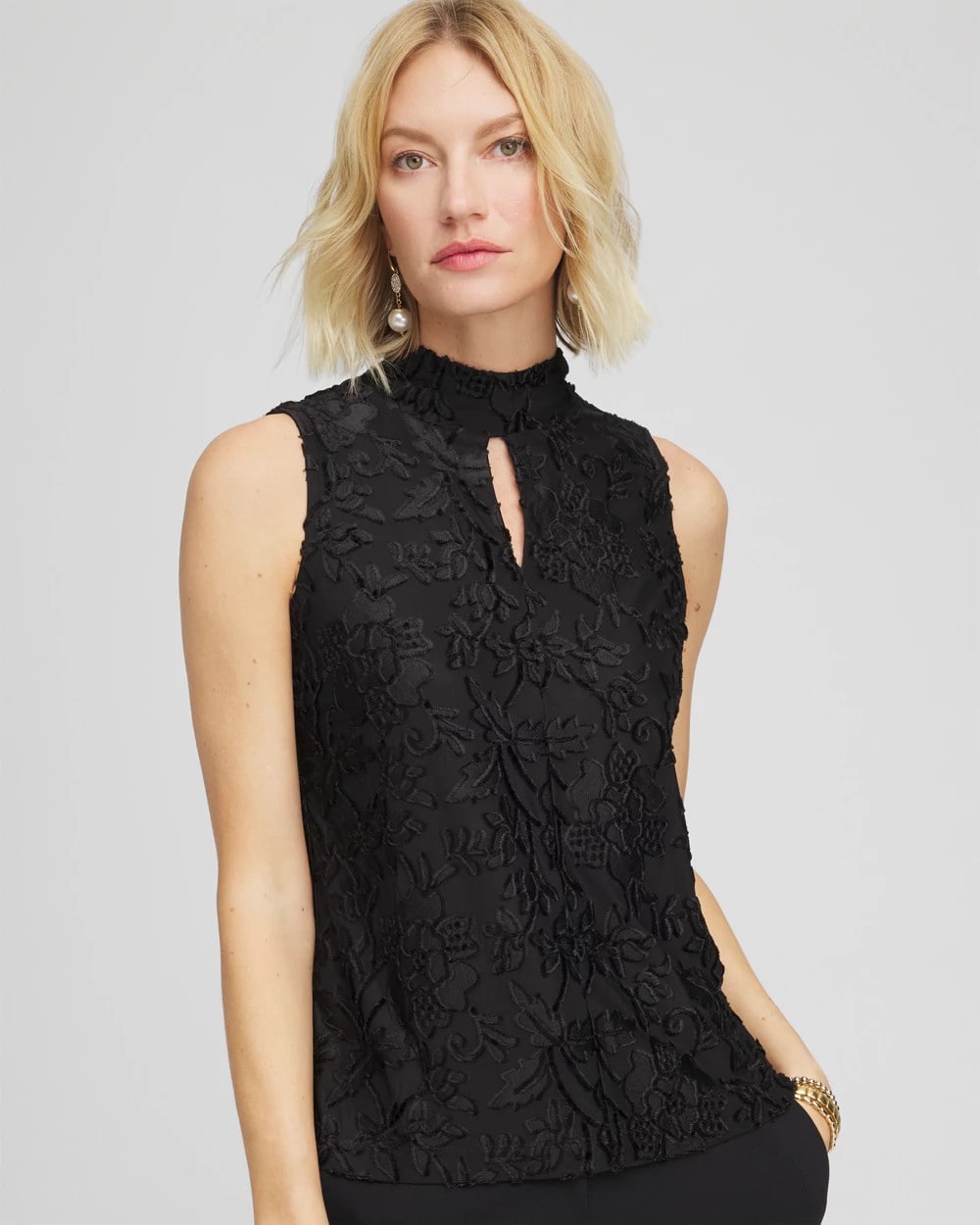 Chico's Clothing Burnout Mockneck Tank
