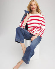 Chico's Clothing Bateau Neck Stripe Top