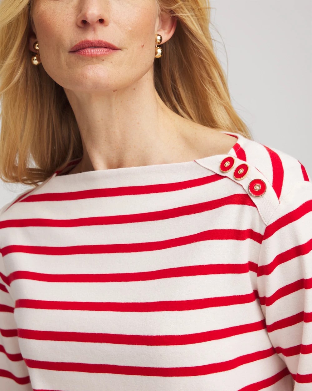 Chico's Clothing Bateau Neck Stripe Top