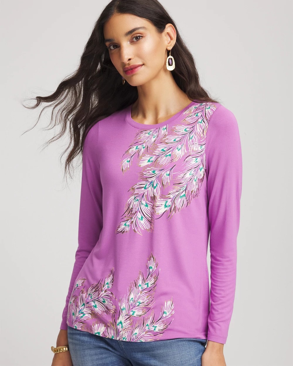 Chico's Clothing Foiled Touch of Cool™ Layering Tee