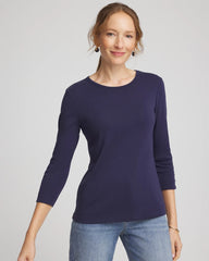 Chico's Clothing Pima Cotton Crewneck Button Tee