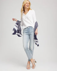 Chico's Clothing Slub Splitneck Button Tee