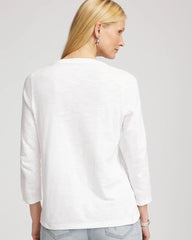 Chico's Clothing Slub Splitneck Button Tee
