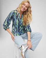 Chico's Clothing Ocean Plume Crinkle Top