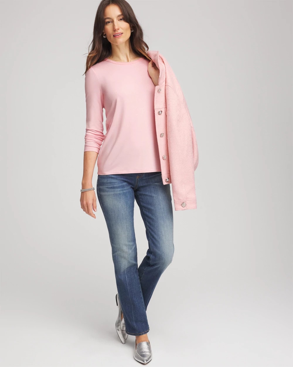 Chico's Clothing Mesh-Trim Touch of Cool™ Layering Tee