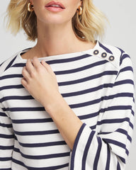 Chico's Clothing Bateau Neck Stripe Top