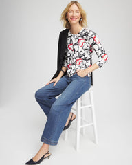 Chico's Clothing Love Brush Button Heart Tee