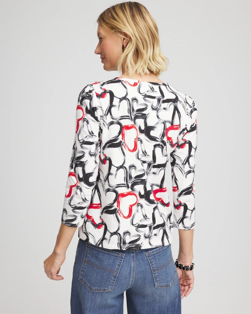 Chico's Clothing Love Brush Button Heart Tee